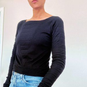 NWOT: STRENESSE Quilted Crop Top, Black, 34
